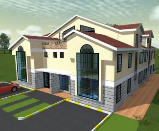 Alternate exterior perspective of a residential design concept