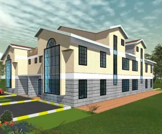 Side perspective of a two-storey residential design concept